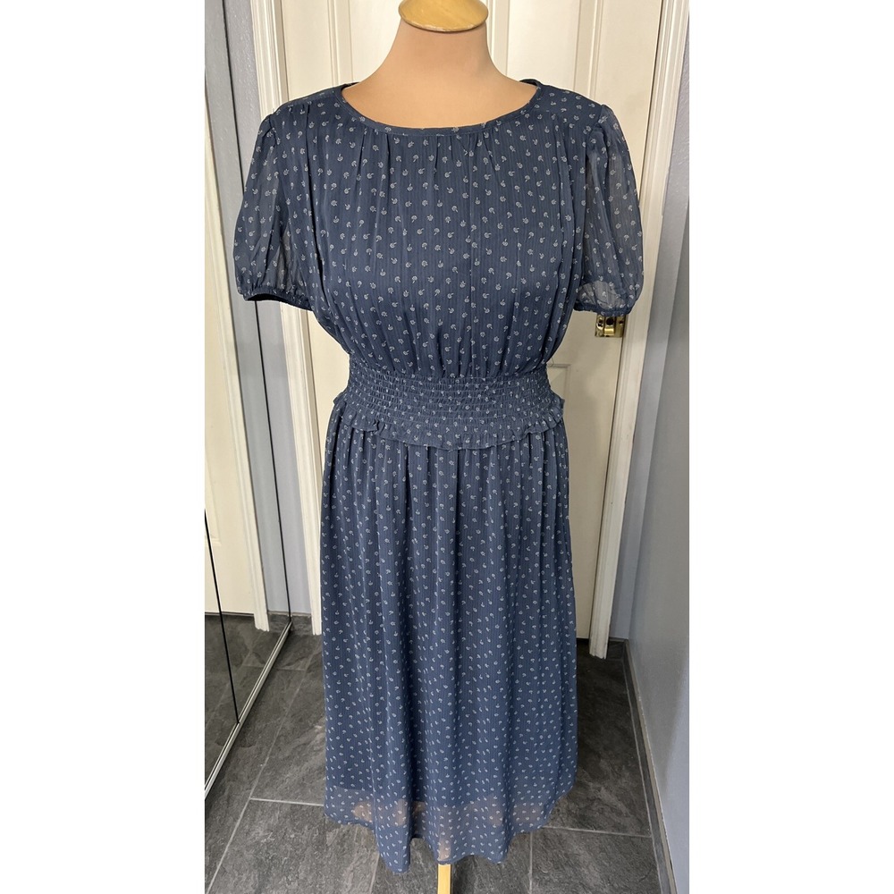 Wild Fable Midi Dress Prairie Floral Blue Cottagecore Country Modest